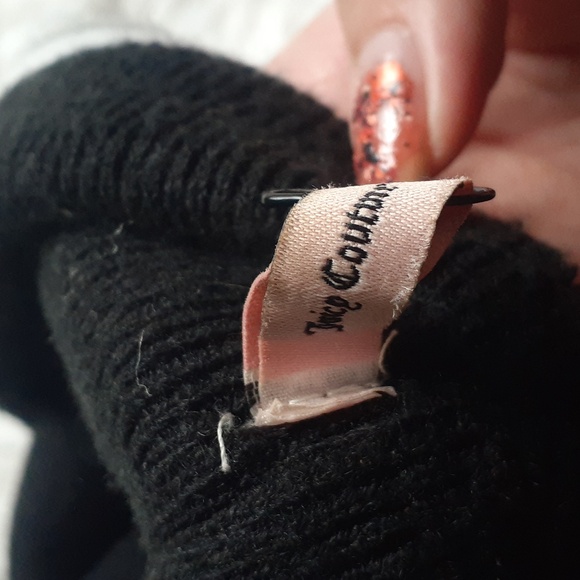 Juicy Couture Black Striped Pom Pom Beanie - Picture 2 of 6